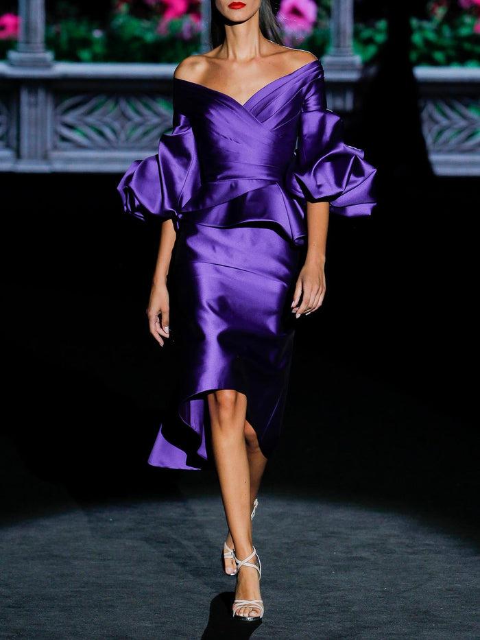 Hannibal laguna LOOK 22 GONDOLE | Vestido de fiesta en mikado violeta
