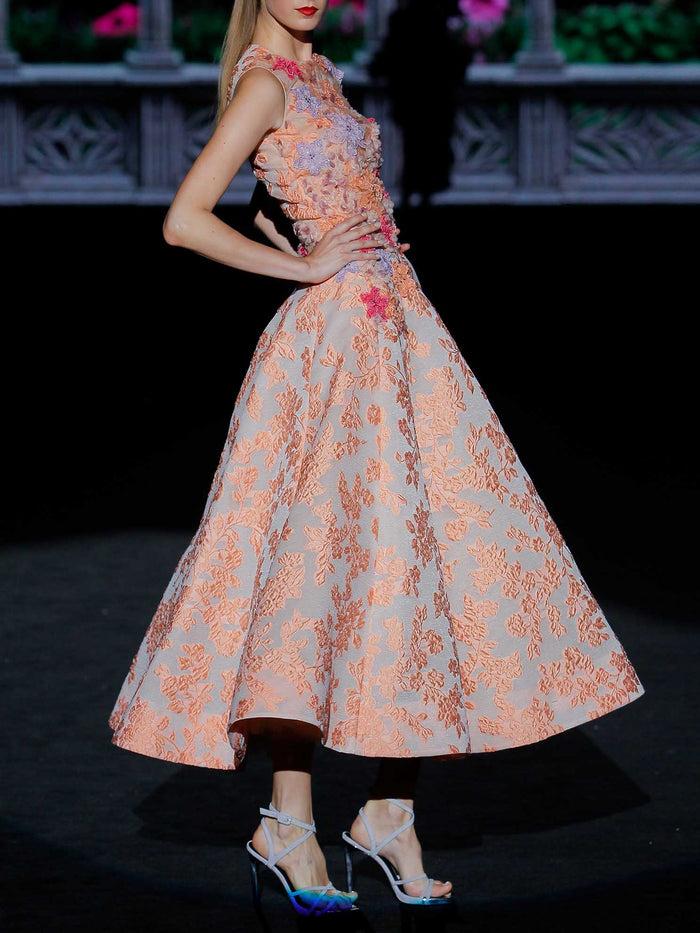 Hannibal laguna LOOK 23 GRISEL | Vestido de fiesta en tul bordado y organza flocada Devoluciones gratuitas