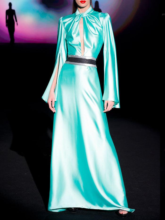Hannibal laguna LOOK 4 Vestido JELBANI | Vestido de fiesta realizado en satin color verde agua Outlet online