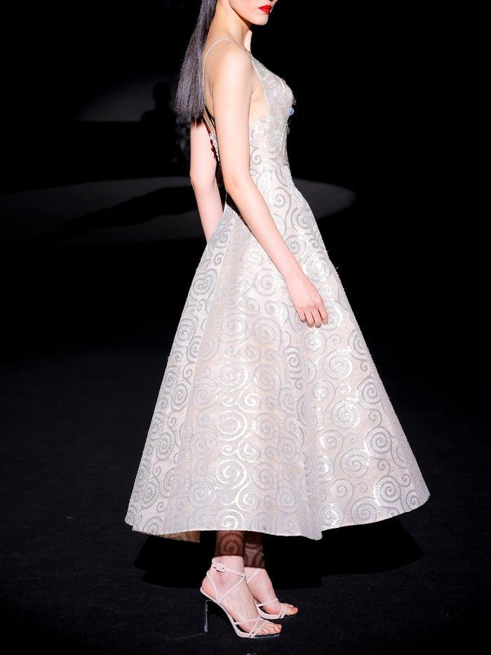 Hannibal laguna LOOK 11 Vestido JAMANPUR | Vestido de fiesta realizado en jacquards de seda Rebajas de fábrica