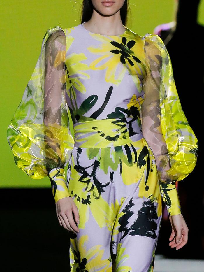 Hannibal laguna LOOK 4 FIORE | Vestido fiesta en satin estampado Últimos 3 días