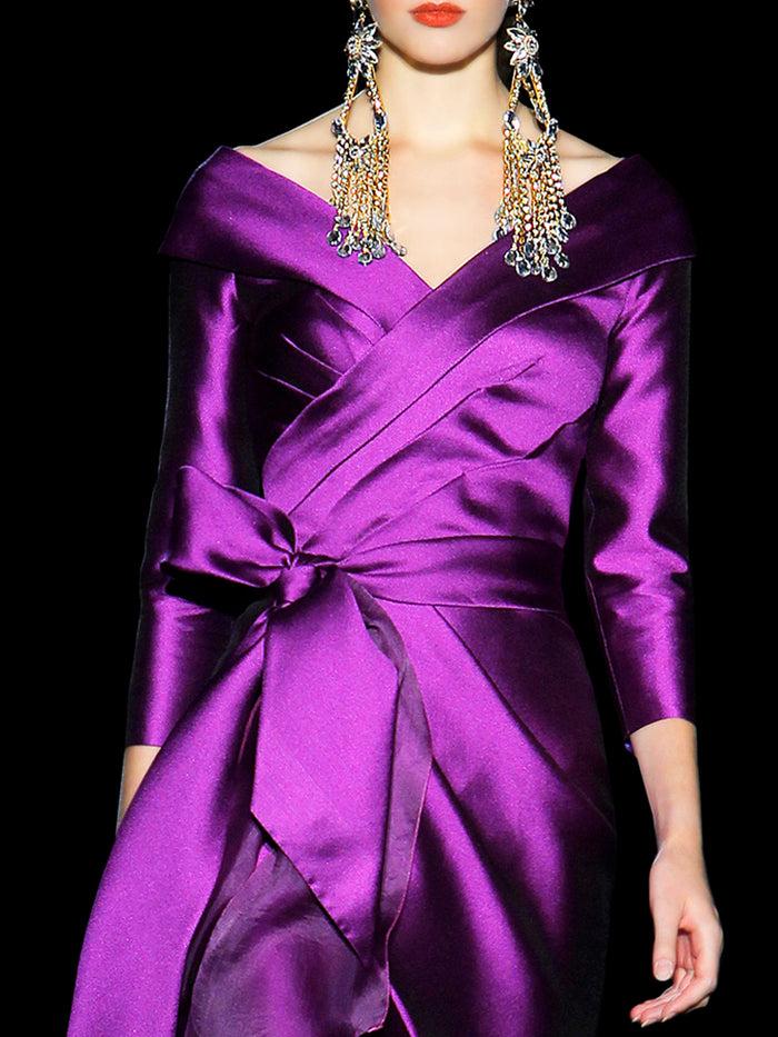 Hannibal laguna LOOK 7 BARNY | Vestido cocktail en mikado pique morado En oferta