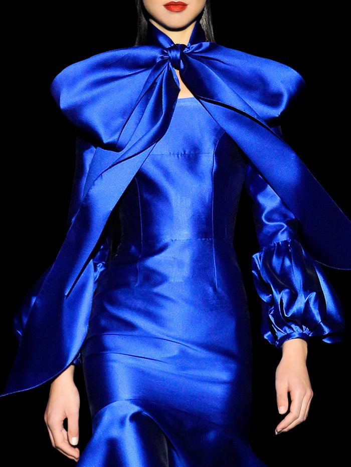 Hannibal laguna LOOK 10 BOLDINIA | Vestido cocktail en mikado azul royal Rebajas de fábrica