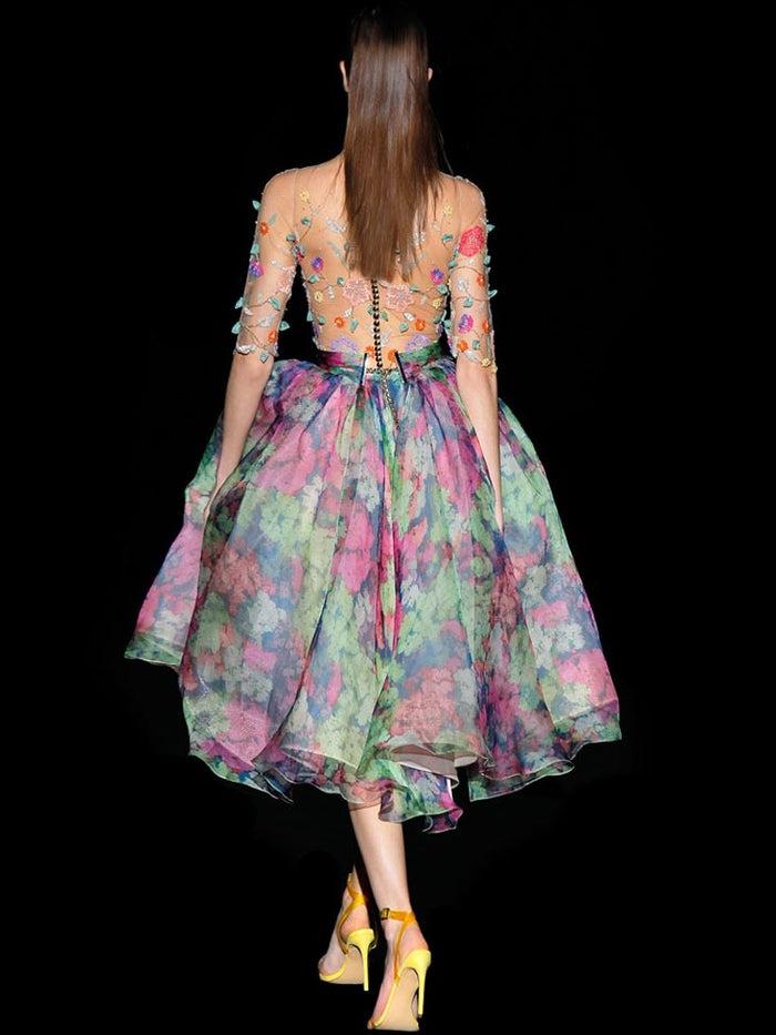 Hannibal laguna Look 7 DANELI | Vestido años 50 con falda organza seda Precios de Black Friday