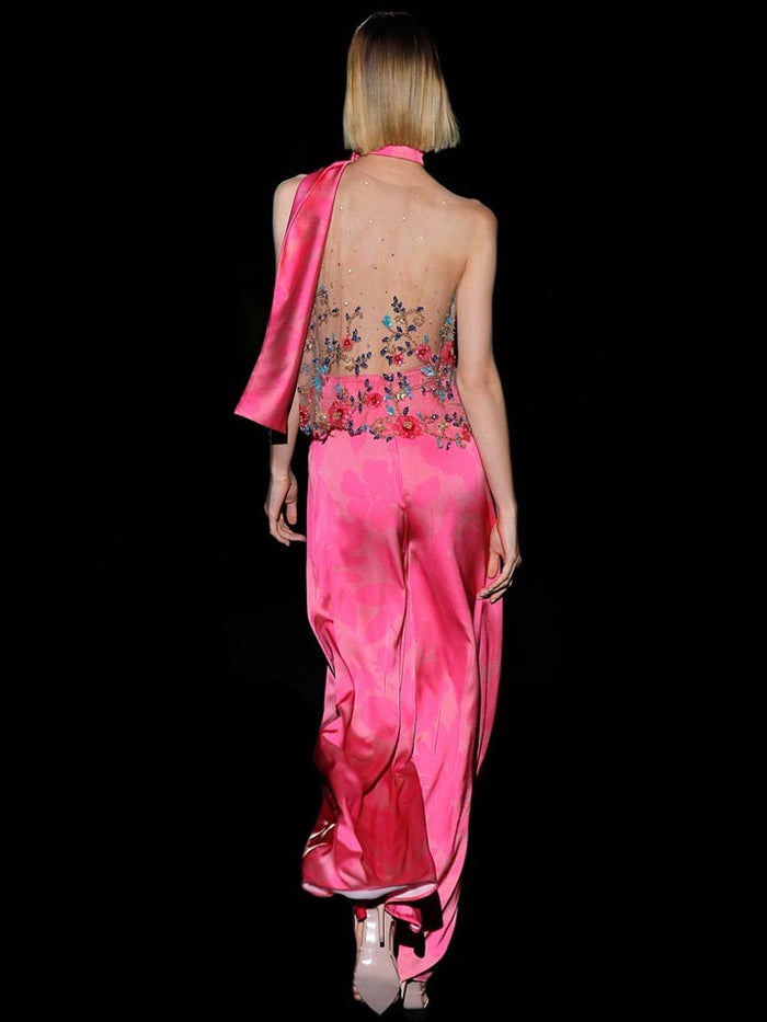 Hannibal laguna Look 21 DAISY y DINTEL | Blusa tul bordado floral. Pantalon ancho satín Oferta exclusiva