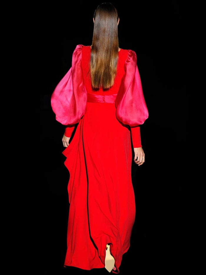 Hannibal laguna Look 24 DALITA | Vestido en crepe rojo y falda asimétrica Ofertas de temporada