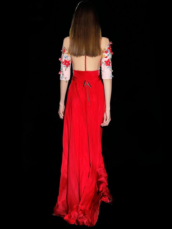 Hannibal laguna Look 26 DARLINE | Vestido gasa rojo con t-shirt bordada Grandes ahorros