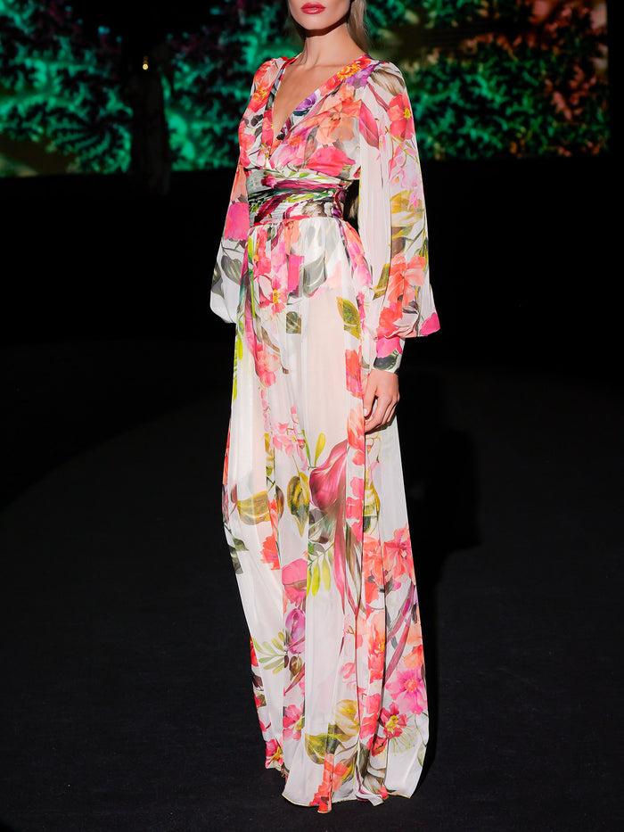 Hannibal laguna LOOK 13 Vestido KIMBRA | Vestido largo de fiesta en gasa estampada Rebajas