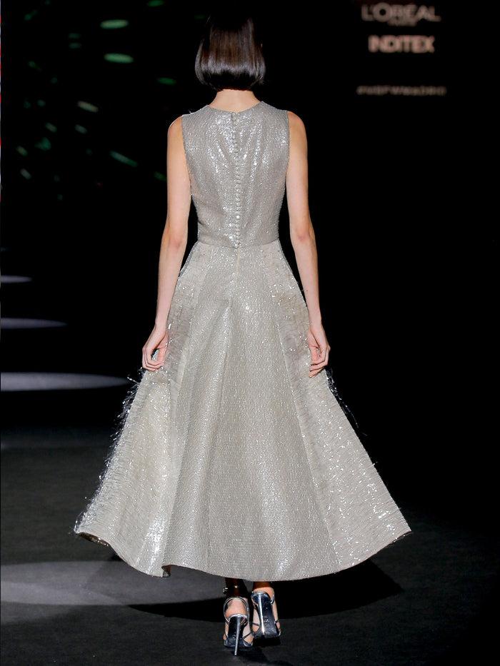 Hannibal laguna LOOK 15 ISABELLA | Vestido midi de fiesta en color gris perla Descuento