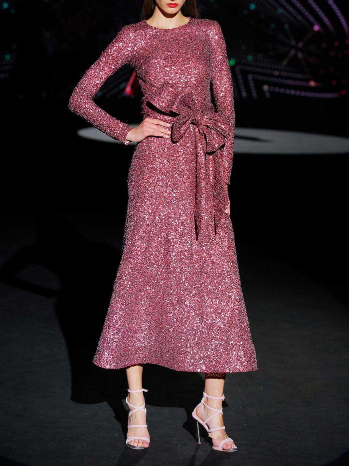 Hannibal laguna LOOK 40 ISTAMBUL | Vestido de fiesta midi en lentejuelas granate Liquidación