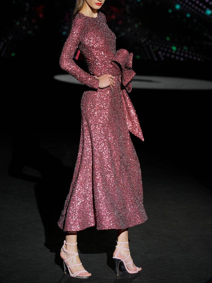 Hannibal laguna LOOK 40 ISTAMBUL | Vestido de fiesta midi en lentejuelas granate Liquidación