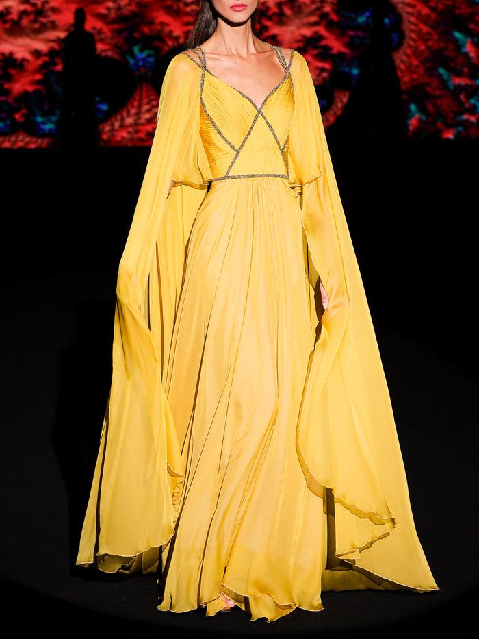 Hannibal laguna LOOK 28 Vestido KARLANGO | Vestido de fiesta en gasa aceite con escote corazón Envío internacional gratuito