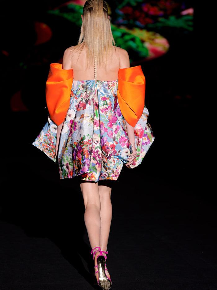 Hannibal laguna LOOK 38 Vestido KOUREL | Vestido corto en tafeta estampada con motivos florales Descuento por venta flash