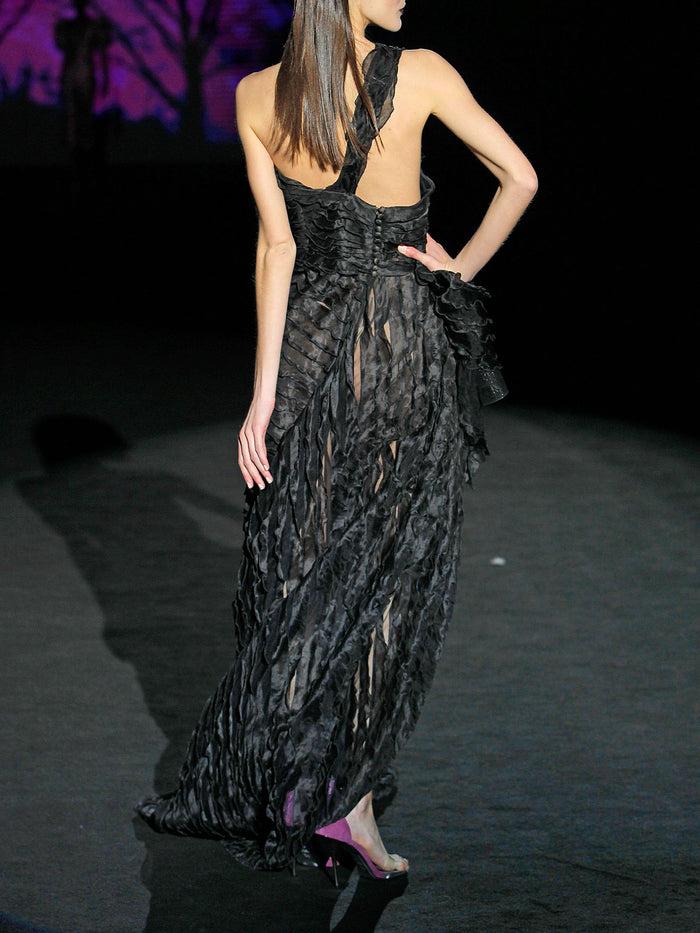 Hannibal laguna LOOK 31 HERITAGE | Vestido en volantes de organza color negro En oferta