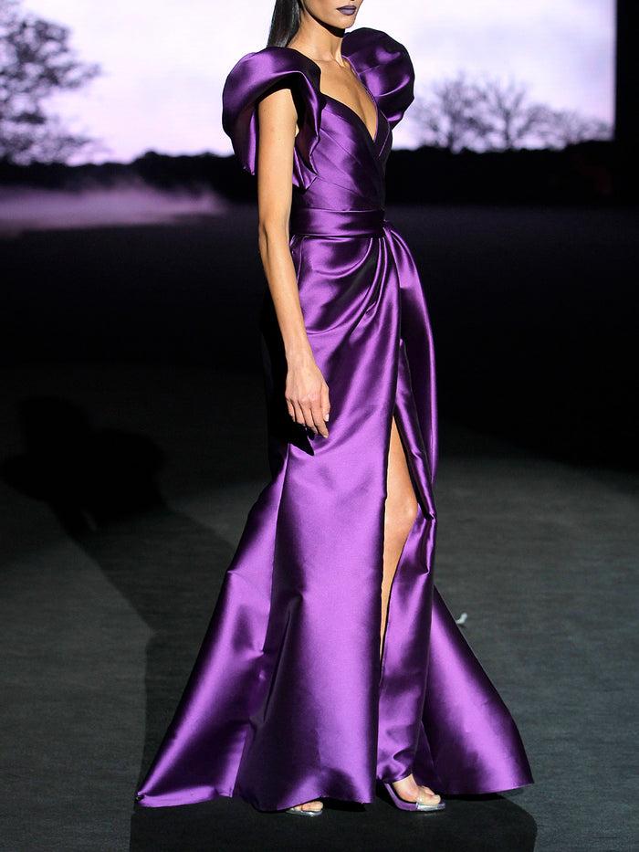 Hannibal laguna LOOK 39 HECHIZO | Vestido en mikado color morado Tienda