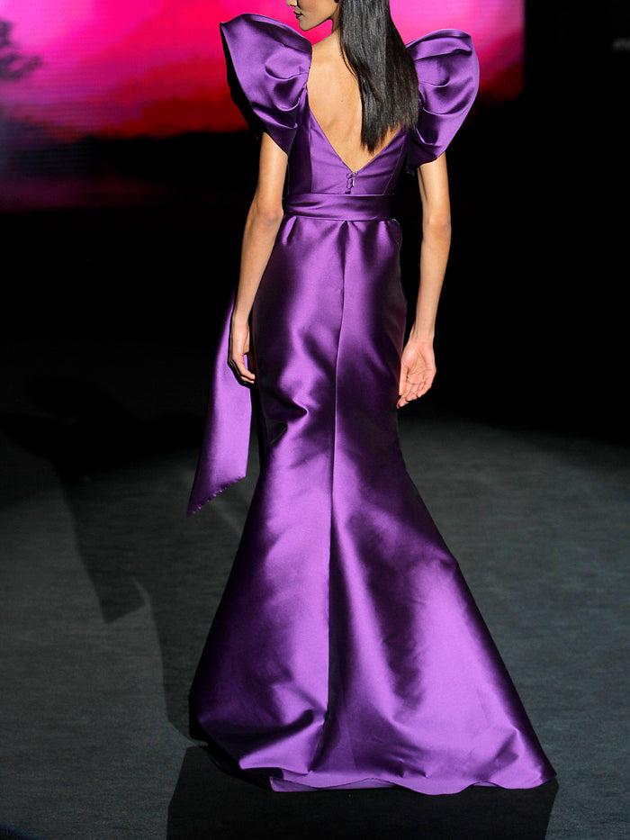 Hannibal laguna LOOK 39 HECHIZO | Vestido en mikado color morado Tienda