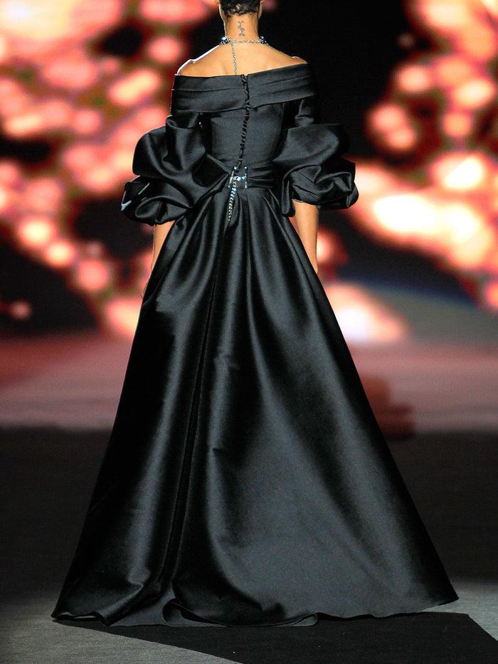 Hannibal laguna LOOK 40 HASTRID | Vestido en martelé negro Liquidación