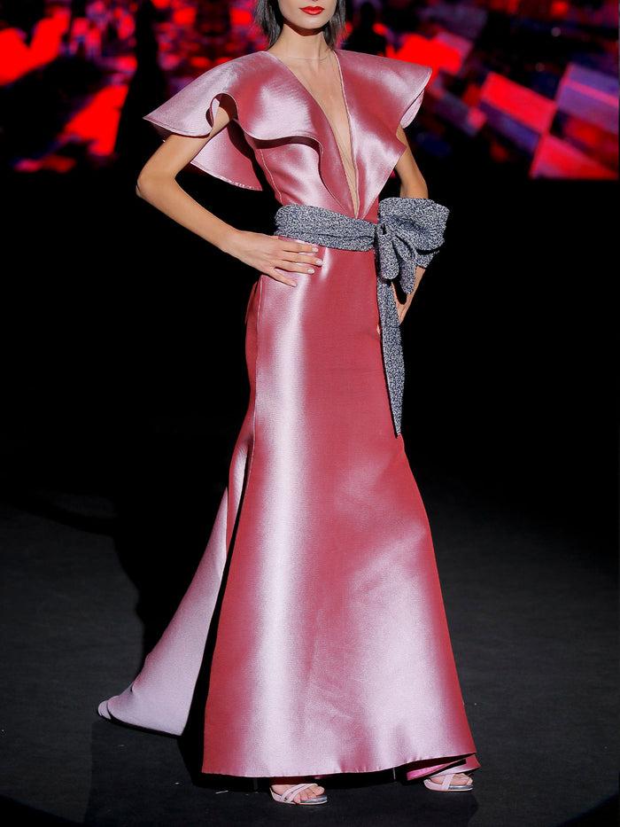 Hannibal laguna LOOK 30 INDIRA | Vestido de fiesta largo color rosa loto Últimos 2 días