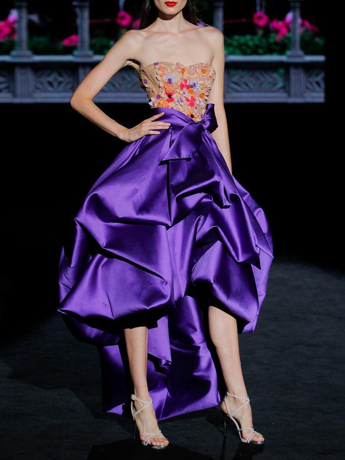 Hannibal laguna LOOK 24 GARDELIA | Vestido de fiesta mikado violeta y tul bordado Ahorra y exporta
