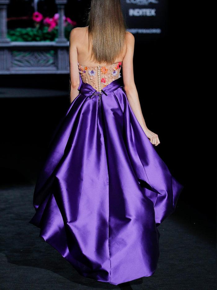 Hannibal laguna LOOK 24 GARDELIA | Vestido de fiesta mikado violeta y tul bordado Ahorra y exporta