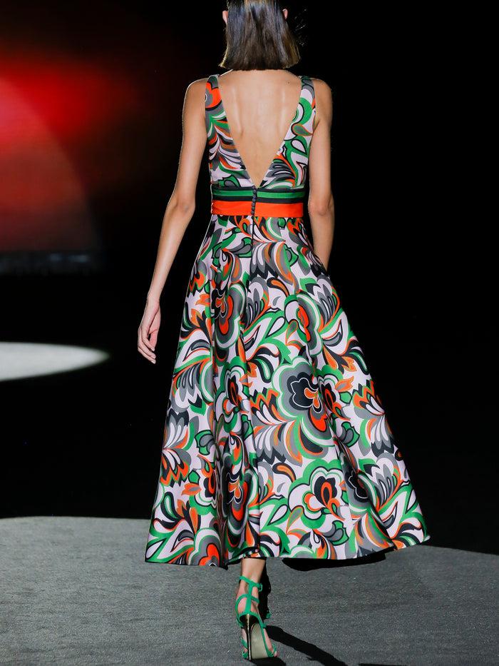 Hannibal laguna LOOK 25 FLOREST | Vestido fiesta en neopreno estampado con falda de nesgas Último día