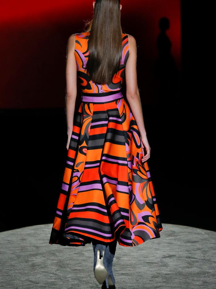 Hannibal laguna LOOK 32 FARINELA | Vestido de fiesta en neopreno con falda de nesgas Superdescuento