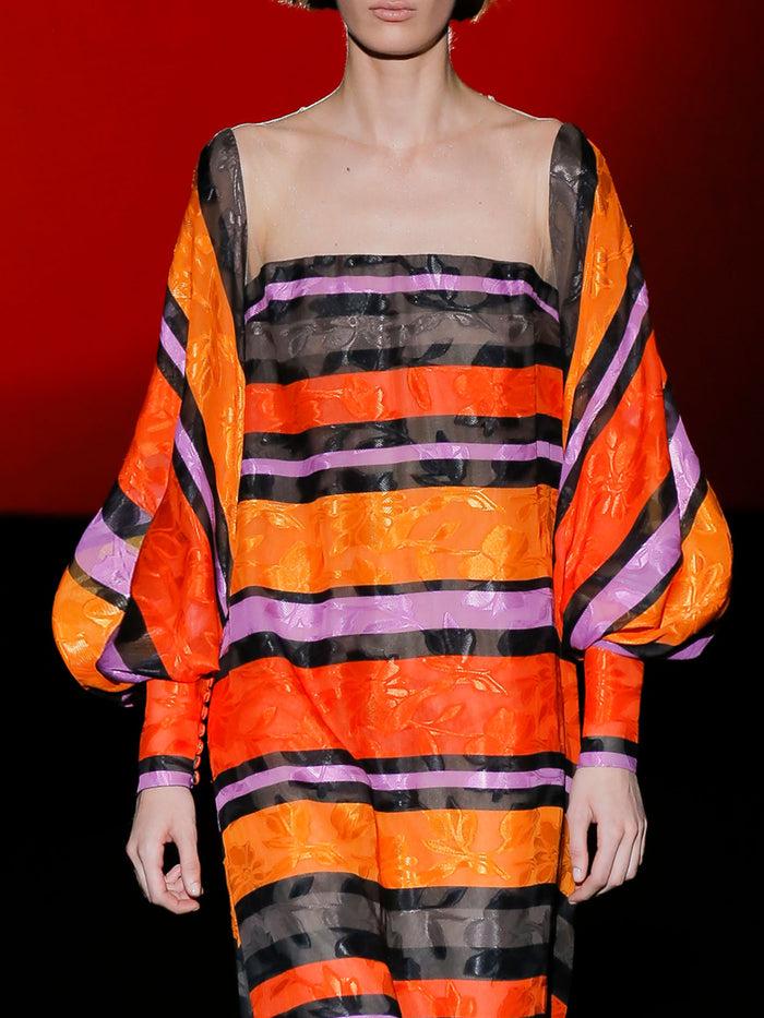 Hannibal laguna LOOK 33 FANTORINI | Vestido de fiesta en gasa devoré con amplia falda Grandes descuentos