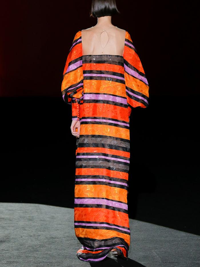 Hannibal laguna LOOK 33 FANTORINI | Vestido de fiesta en gasa devoré con amplia falda Grandes descuentos