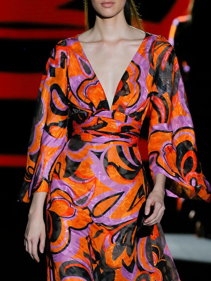 Hannibal laguna LOOK 38 FLANDES | Vestido de fiesta en gasa devoré con amplia falda Ahorra y exporta