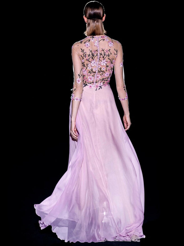 Hannibal laguna Look 38 CAMELIA | Vestido con cuerpo en tul bordado cristal rosa y negro Los más vendidos