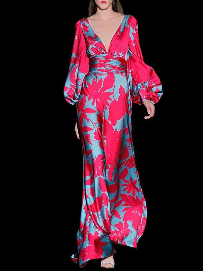 Hannibal laguna Look 38 DAMASCO | Vestido satín estampado Envío gratis
