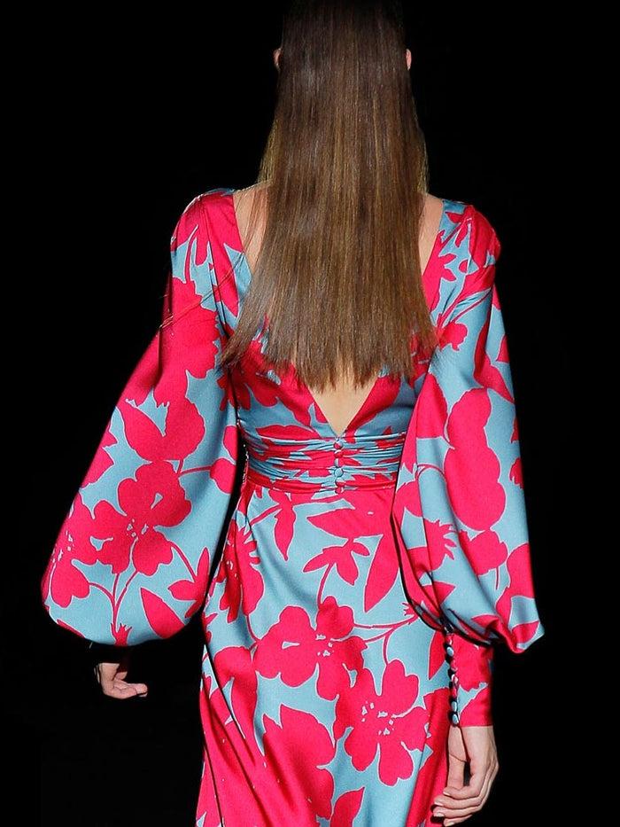 Hannibal laguna Look 38 DAMASCO | Vestido satín estampado Envío gratis