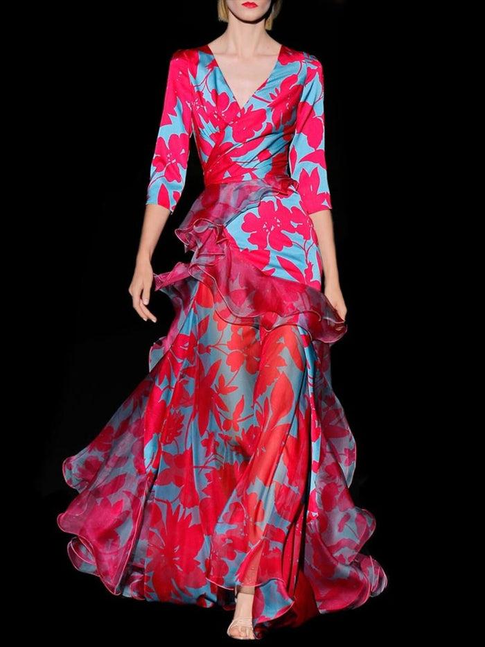 Hannibal laguna Look 39 DUCHESE | Vestido largo satín estampado Últimos 3 días