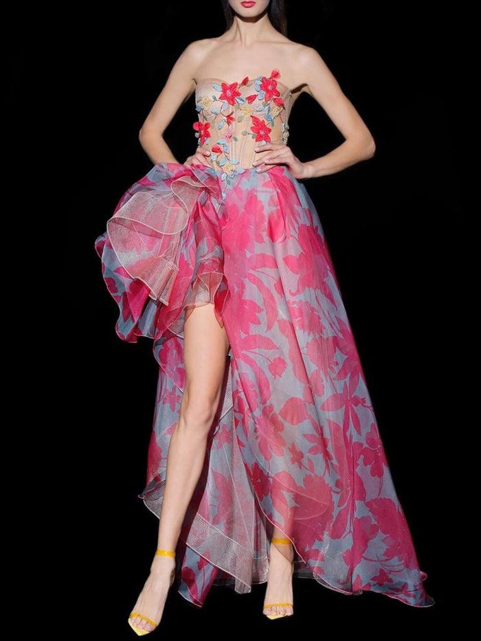 Hannibal laguna Look 41 DOMINIQUE | Vestido en organza con corpiño bordado floral