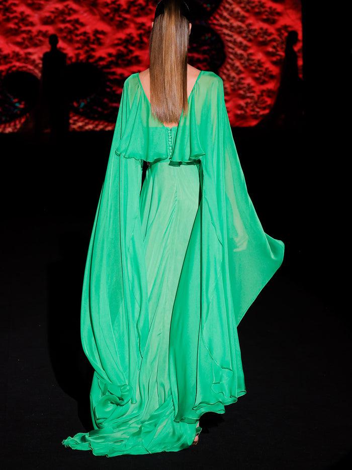 Hannibal laguna LOOK 32 Vestido KORINTIA | Vestido de fiesta en gasa clorofila con escote corazón Descuento