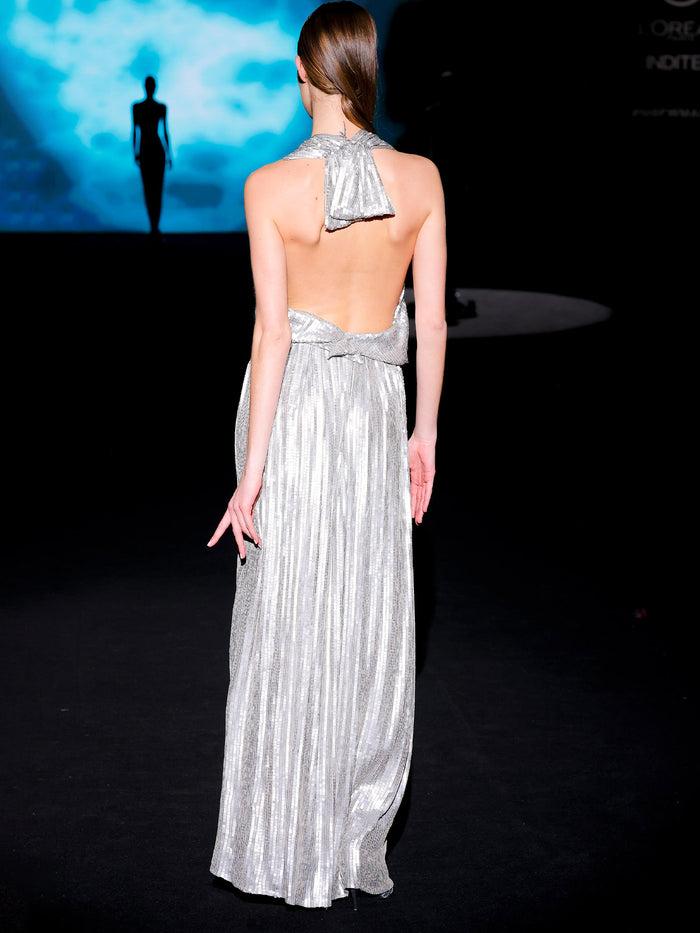 Hannibal laguna LOOK 7 Vestido JORCHEL | Vestido de fiesta realizado en paillete plata metalizado mate Precios de Black Friday