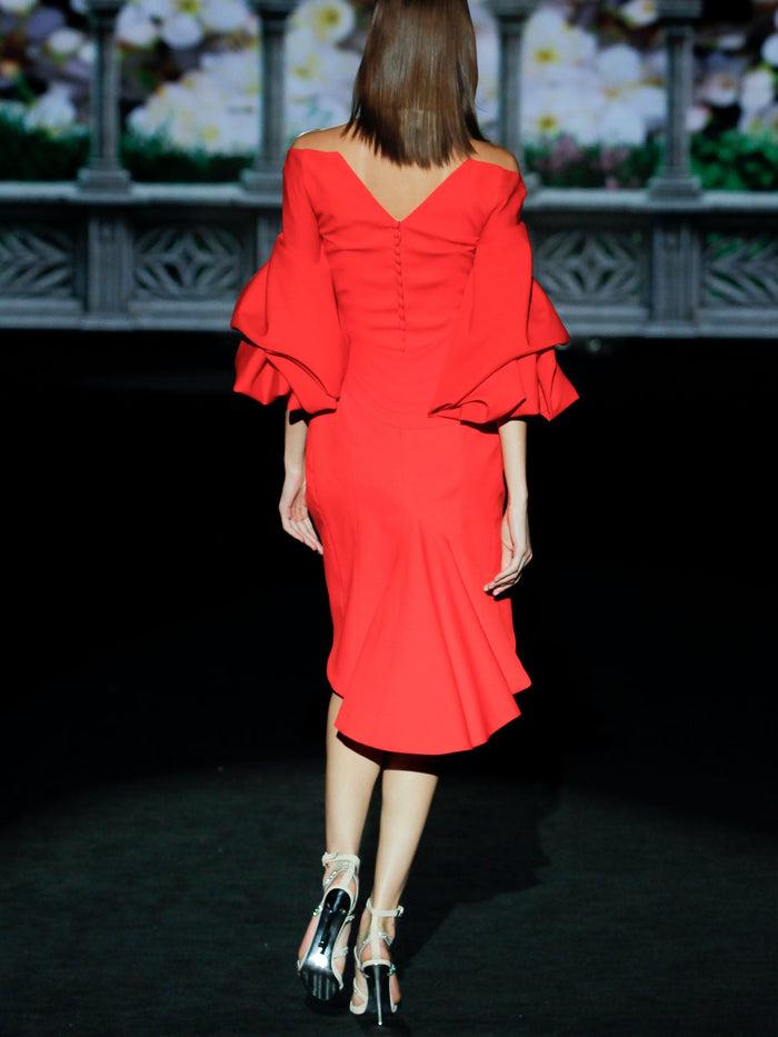Hannibal laguna LOOK 1 GUNILLA | Vestido de fiesta en satín geranio Solo hoy