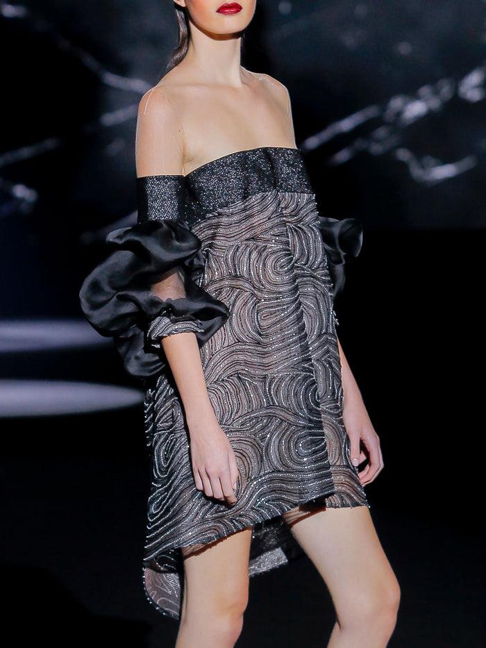 Hannibal laguna Look 17 XAROL Vestido corto de fiesta en pedreria color nego Precios de Black Friday