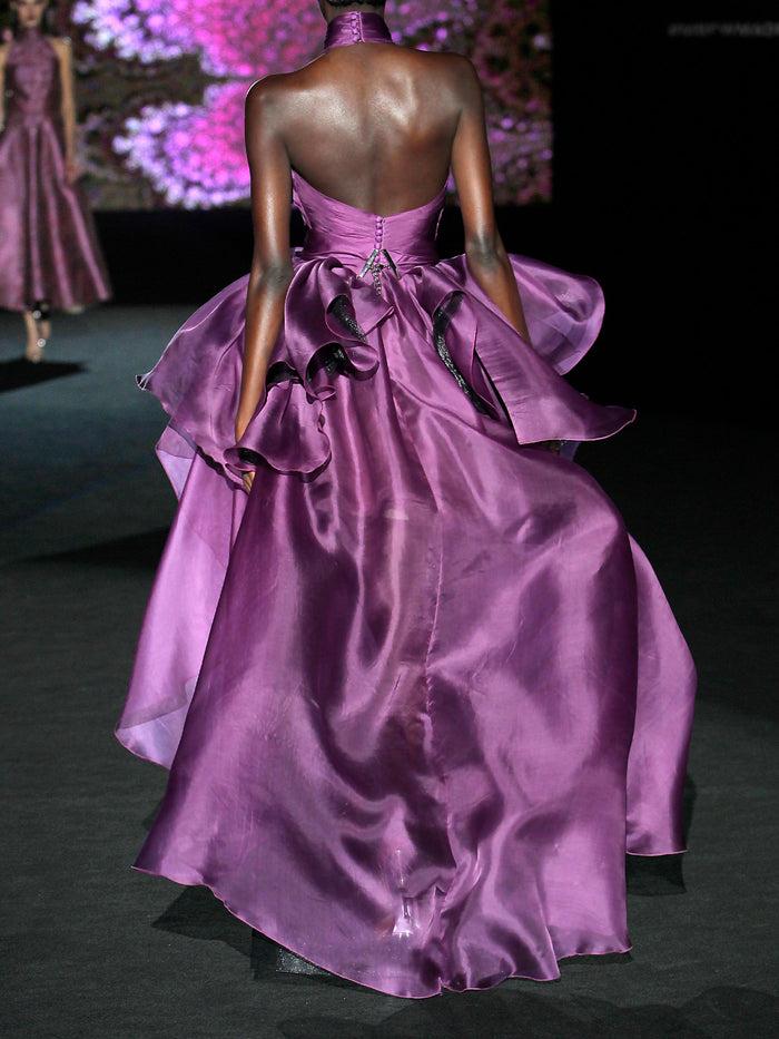 Hannibal laguna LOOK 32 HASTRAL | Vestido en organza color morado En oferta