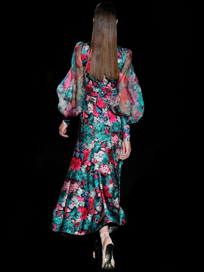 Hannibal laguna Look 20 DUNIA | Vestido satín estampado con cuerpo cruzado Solo hoy