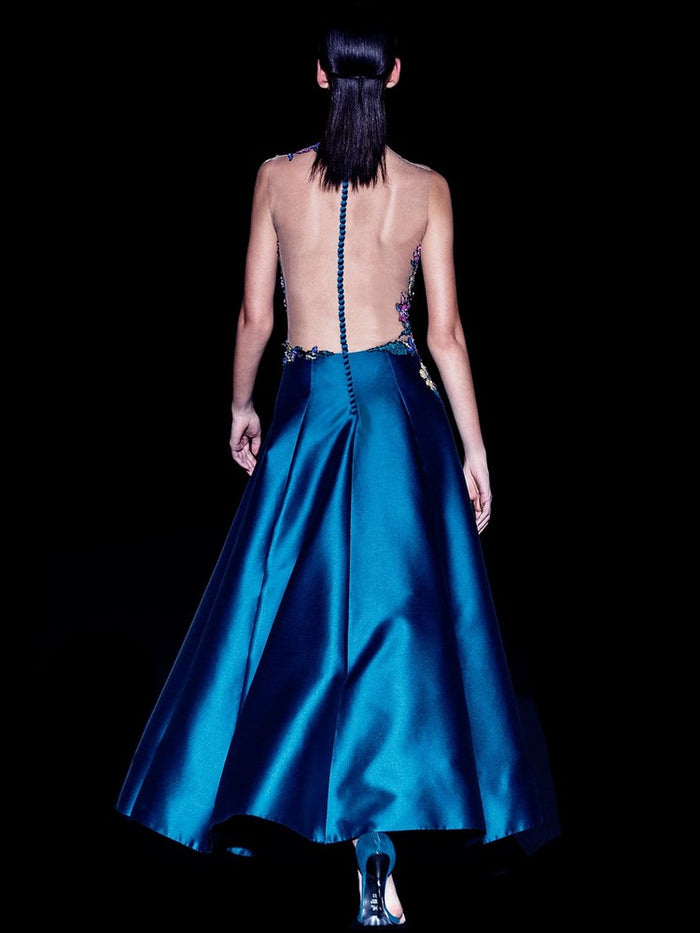 Hannibal laguna Look 21 CAMELOT | Cuerpo bordado en cristal sobre base invisible y falda nesgas Grandes descuentos