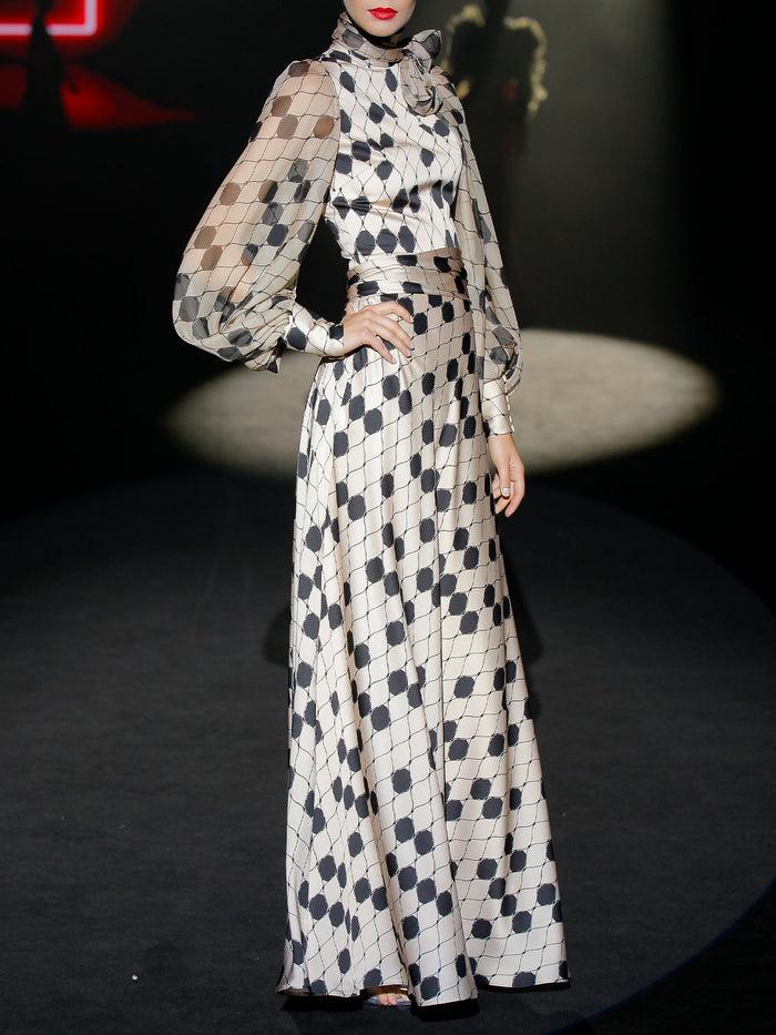Hannibal laguna LOOK 3 IMPERIUS | Vestido largo de fiesta en satín con estampado arlequín Ofertas de temporada
