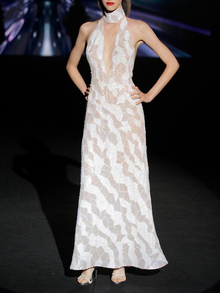 Hannibal laguna LOOK 24 IVANOVA | Vestido de fiesta en lentejuelas nude y blanco Los más vendidos