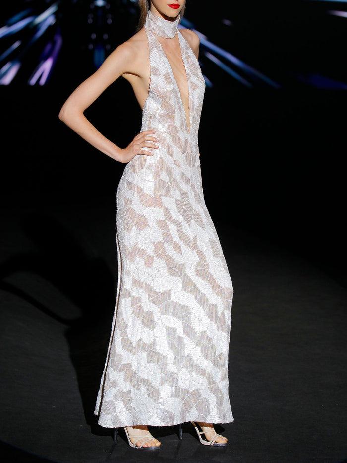 Hannibal laguna LOOK 24 IVANOVA | Vestido de fiesta en lentejuelas nude y blanco Los más vendidos