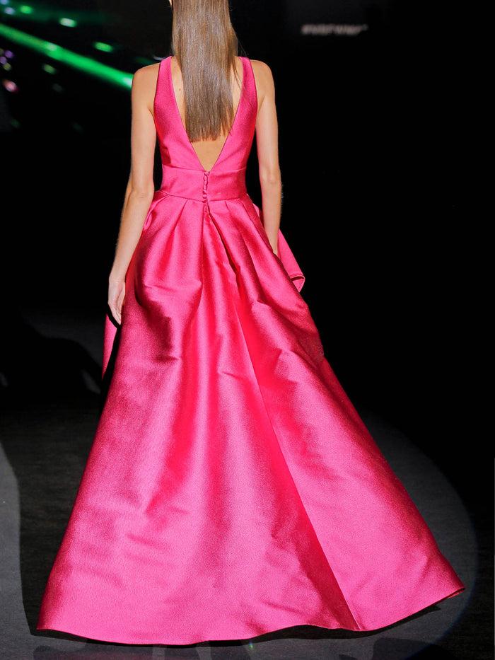 Hannibal laguna LOOK 36 ILUSITANIA | Vestido de fiesta largo en mikado color fresa Últimos 3 días