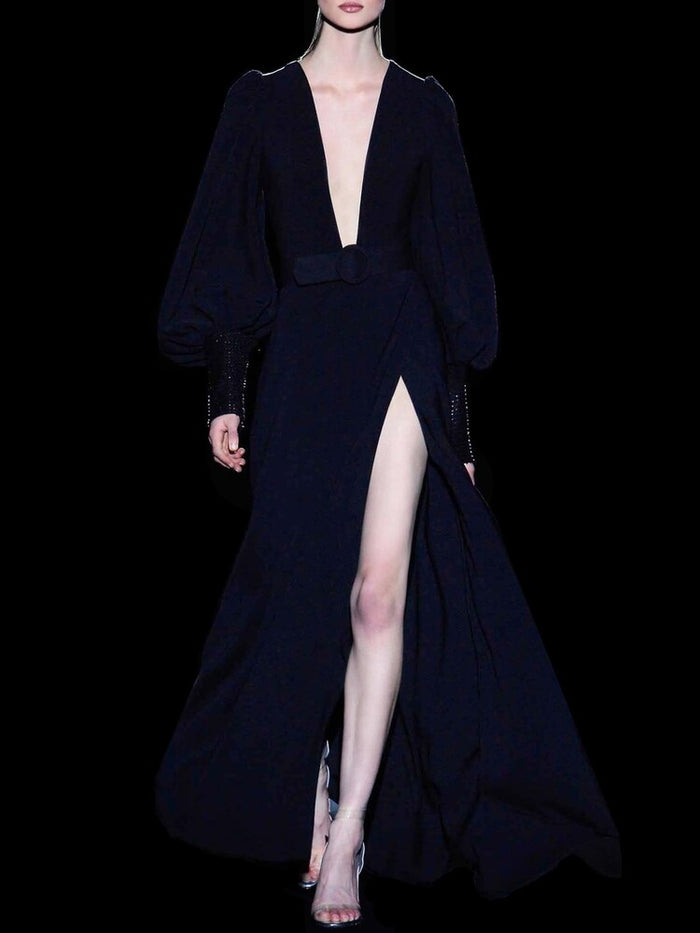 Hannibal laguna Look 35 COLUMBUS | Vestido en crepe negro