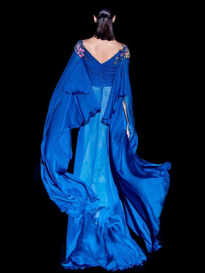 Hannibal laguna Look 23 CAMERON | Vestido imperio asimetrico en gasa de seda En oferta