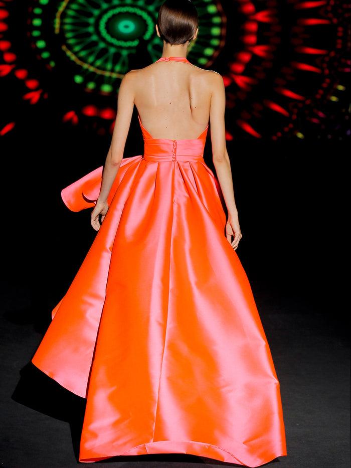 Hannibal laguna LOOK 38 ITALY | Vestido de fiesta largo de mikado en color salmón Oferta exclusiva