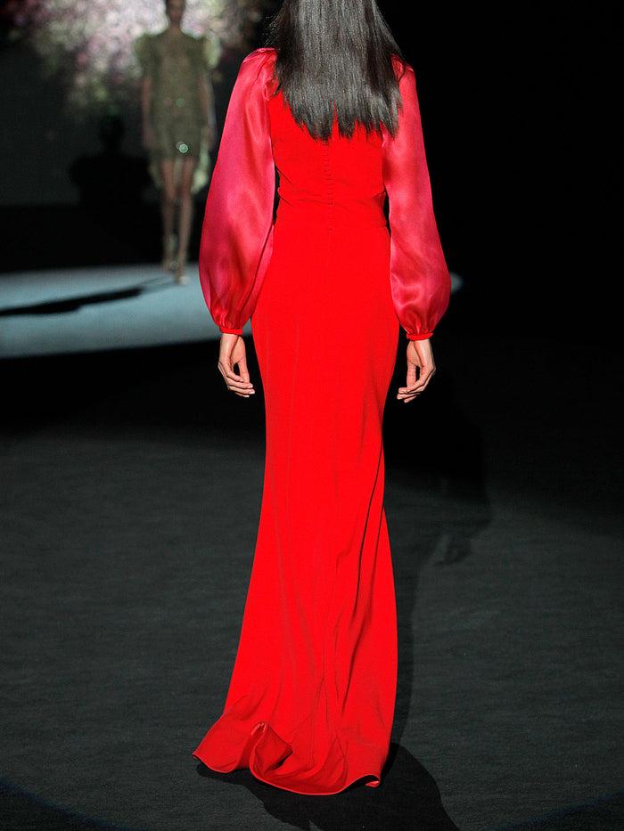 Hannibal laguna LOOK 4 HESTRELIA | Vestido de fiesta en crepe y organza geranio Precio ultrabajo