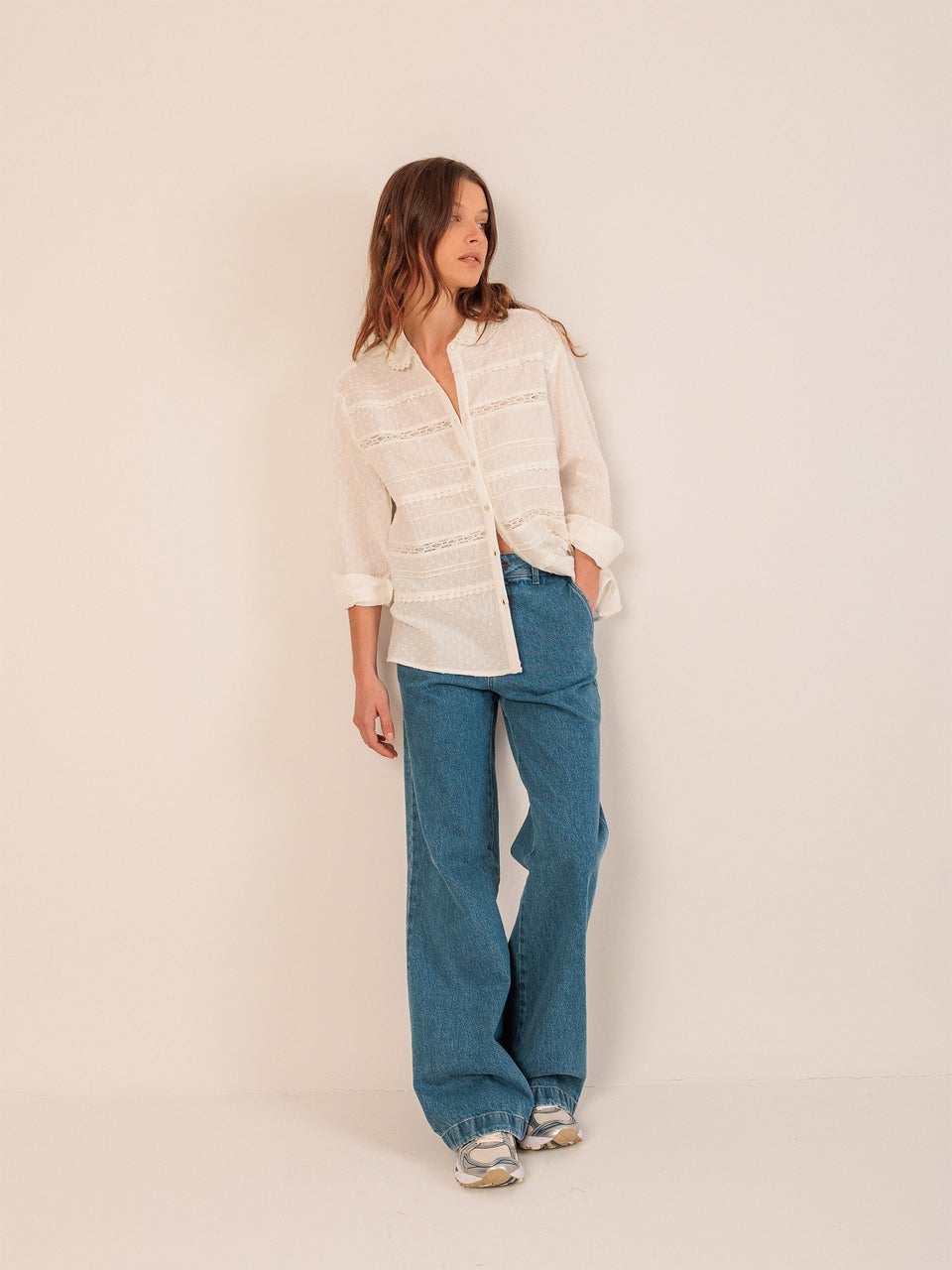 Indi & cold CAMISA DE PLUMETI Y PUNTILLA